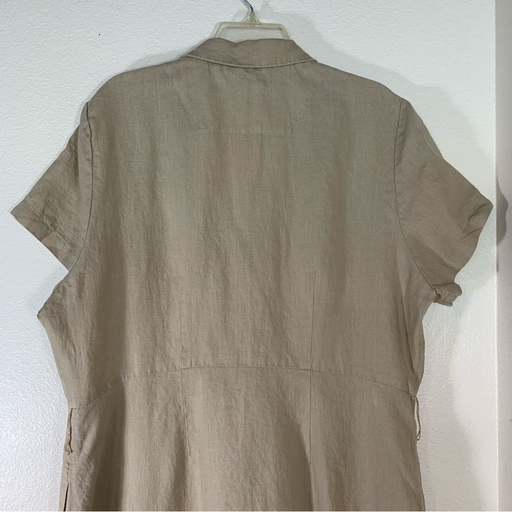 Quince Linen Shirt Dress Womens Short Sleeve Size XL Brown Long Button No Belt - Picture 6 of 10